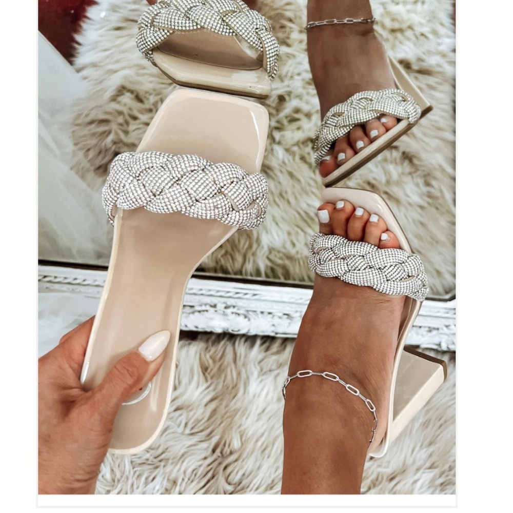 Delicacy Beige Braided Heels